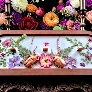 Hand Crafted , Wicked Worthy Wax, Sacred Scarab wooden bowl candle